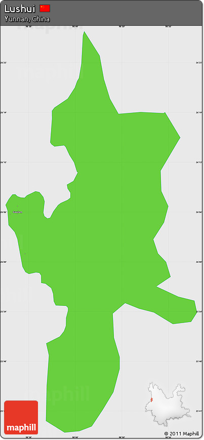 Political Simple Map of Lushui, single color outside