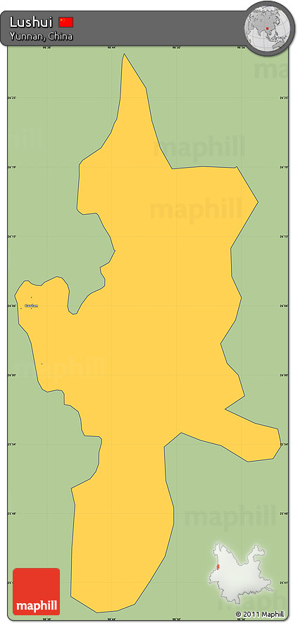 Savanna Style Simple Map of Lushui, cropped outside