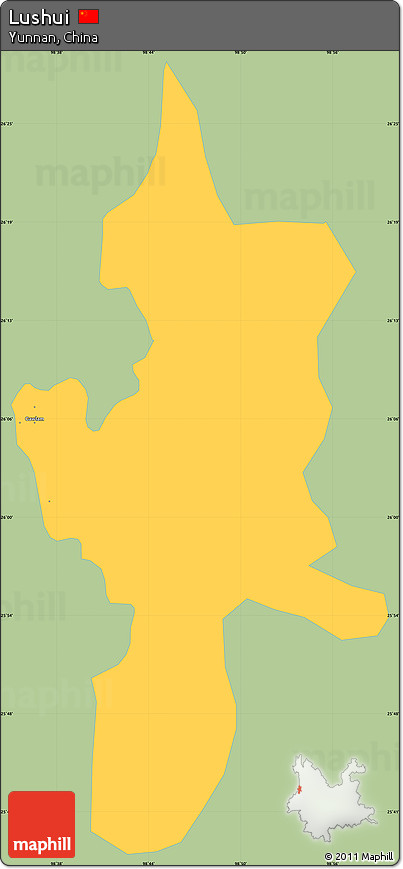 Savanna Style Simple Map of Lushui, single color outside