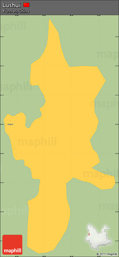 Savanna Style Simple Map of Lushui, single color outside