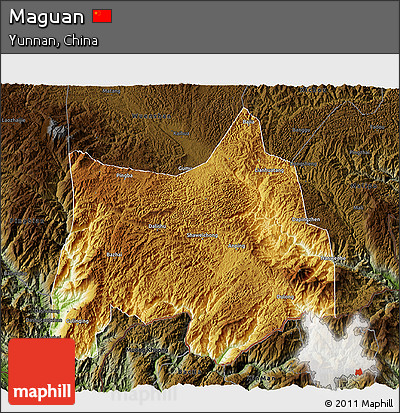Physical 3D Map of Maguan, darken