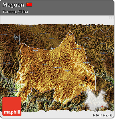 Physical 3D Map of Maguan, darken