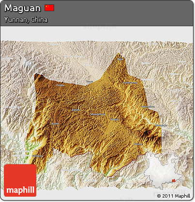 Physical 3D Map of Maguan, lighten
