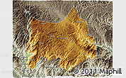 Physical 3D Map of Maguan, semi-desaturated