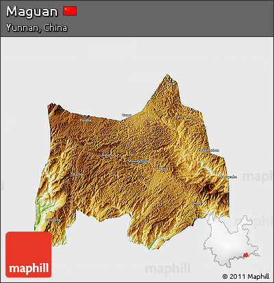 Physical 3D Map of Maguan, single color outside