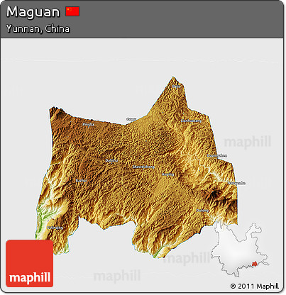 Physical 3D Map of Maguan, single color outside