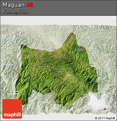Satellite 3D Map of Maguan, lighten