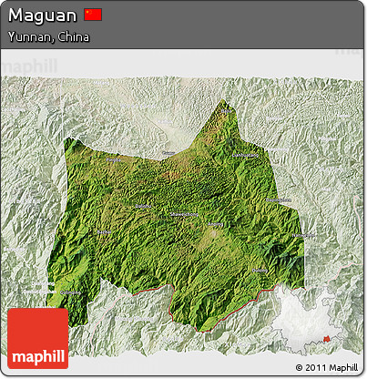 Satellite 3D Map of Maguan, lighten