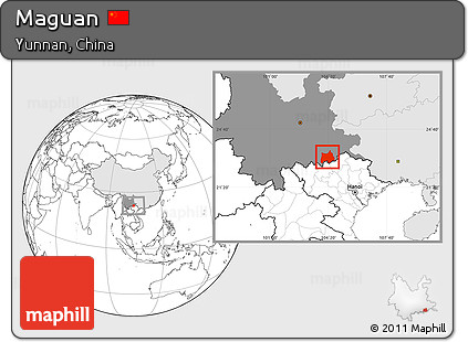 Blank Location Map of Maguan, highlighted country, highlighted parent region