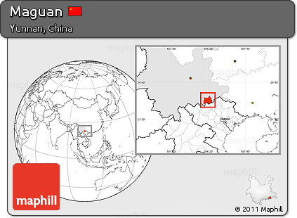 Blank Location Map of Maguan, highlighted parent region