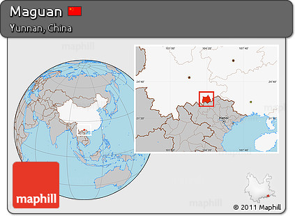 Gray Location Map of Maguan, highlighted country