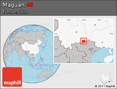 Gray Location Map of Maguan, highlighted country
