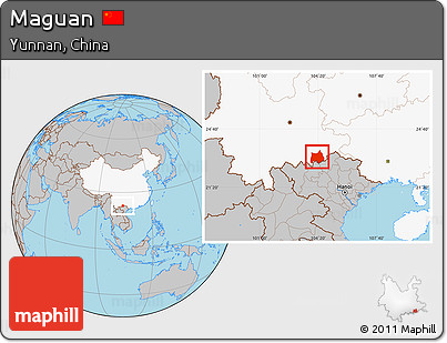Gray Location Map of Maguan, highlighted country