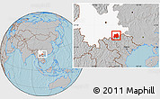 Gray Location Map of Maguan, highlighted parent region, hill shading