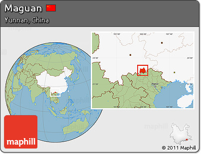 Savanna Style Location Map of Maguan, highlighted country