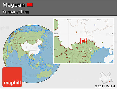Savanna Style Location Map of Maguan, highlighted country