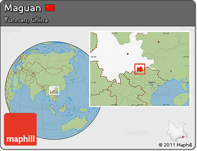 Savanna Style Location Map of Maguan, highlighted parent region