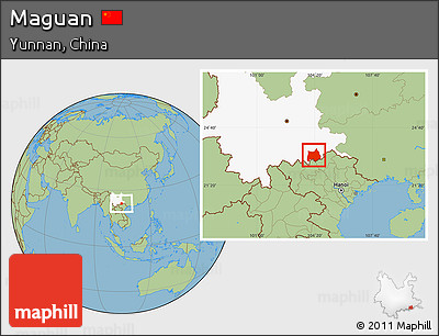 Savanna Style Location Map of Maguan, highlighted parent region