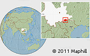 Savanna Style Location Map of Maguan, highlighted parent region, hill shading