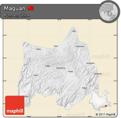 Classic Style Map of Maguan, single color outside