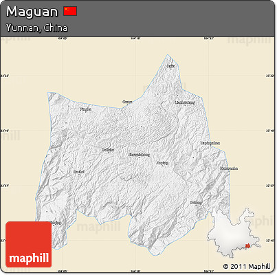 Classic Style Map of Maguan, single color outside