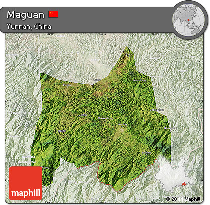 Satellite Map of Maguan, lighten