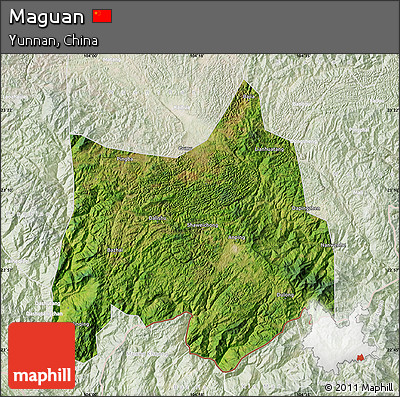 Satellite Map of Maguan, lighten