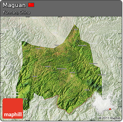 Satellite Map of Maguan, lighten