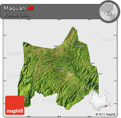 Satellite Map of Maguan, single color outside