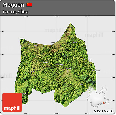 Satellite Map of Maguan, single color outside