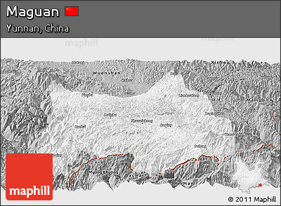 Gray Panoramic Map of Maguan