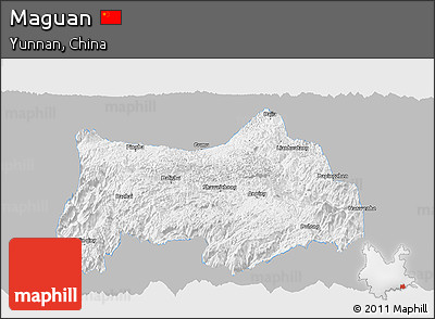 Gray Panoramic Map of Maguan, single color outside