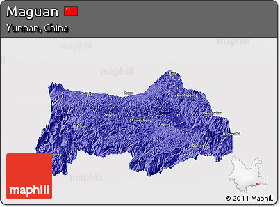 Political Panoramic Map of Maguan, single color outside