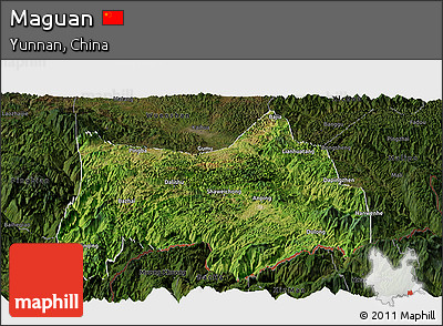 Satellite Panoramic Map of Maguan, darken