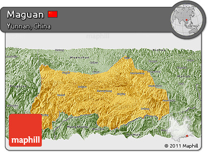 Savanna Style Panoramic Map of Maguan