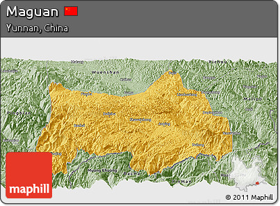 Savanna Style Panoramic Map of Maguan