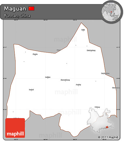 Gray Simple Map of Maguan, cropped outside