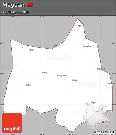 Gray Simple Map of Maguan, cropped outside
