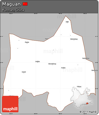 Gray Simple Map of Maguan, cropped outside