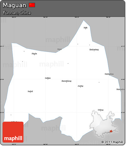 Gray Simple Map of Maguan, single color outside