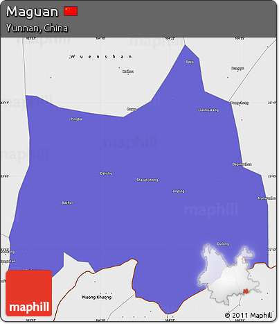 Political Simple Map of Maguan, single color outside, borders and labels