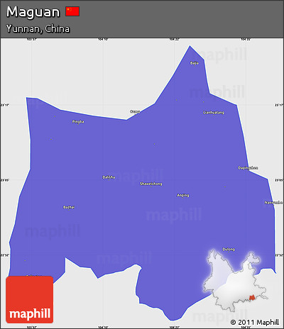 Political Simple Map of Maguan, single color outside