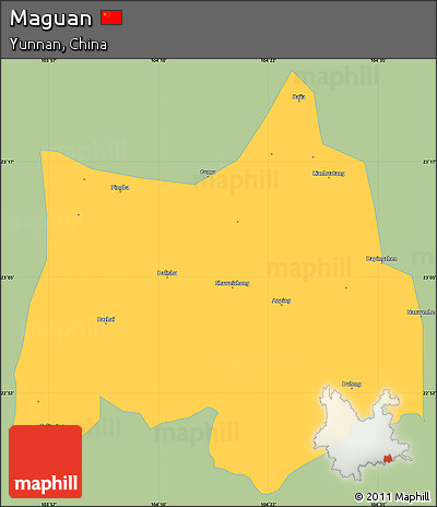 Savanna Style Simple Map of Maguan, single color outside