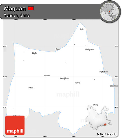Silver Style Simple Map of Maguan, single color outside