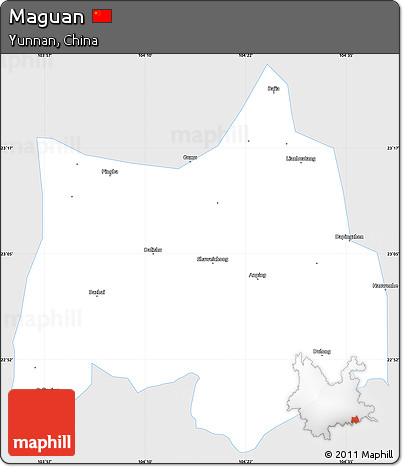 Silver Style Simple Map of Maguan, single color outside