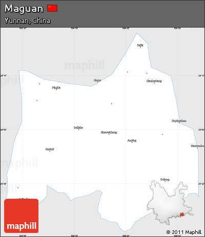Silver Style Simple Map of Maguan, single color outside