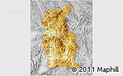 Physical 3D Map of Mengla, lighten, desaturated