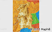 Physical 3D Map of Mengla, political outside