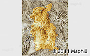 Physical 3D Map of Mengla, semi-desaturated