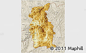 Physical 3D Map of Mengla, shaded relief outside